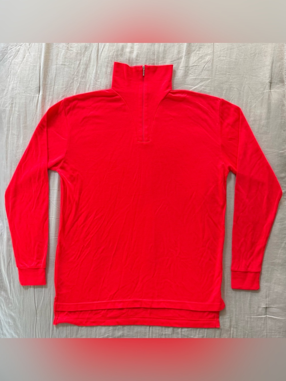 Vintage Obermeyer Men’s L Red 1/4 Zip Mock Neck Ski Sweater Heart Logo